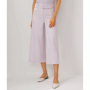 Like New Ann Taylor Gigham Wide Leg Cropped Pants Lavender 6 $119